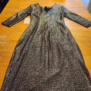 Zara Black and Silver Long Sleeve Dress Size Large